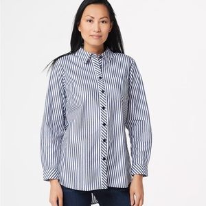 NWOT Joan Rivers Button Front Shirt with Tulip Back Detail